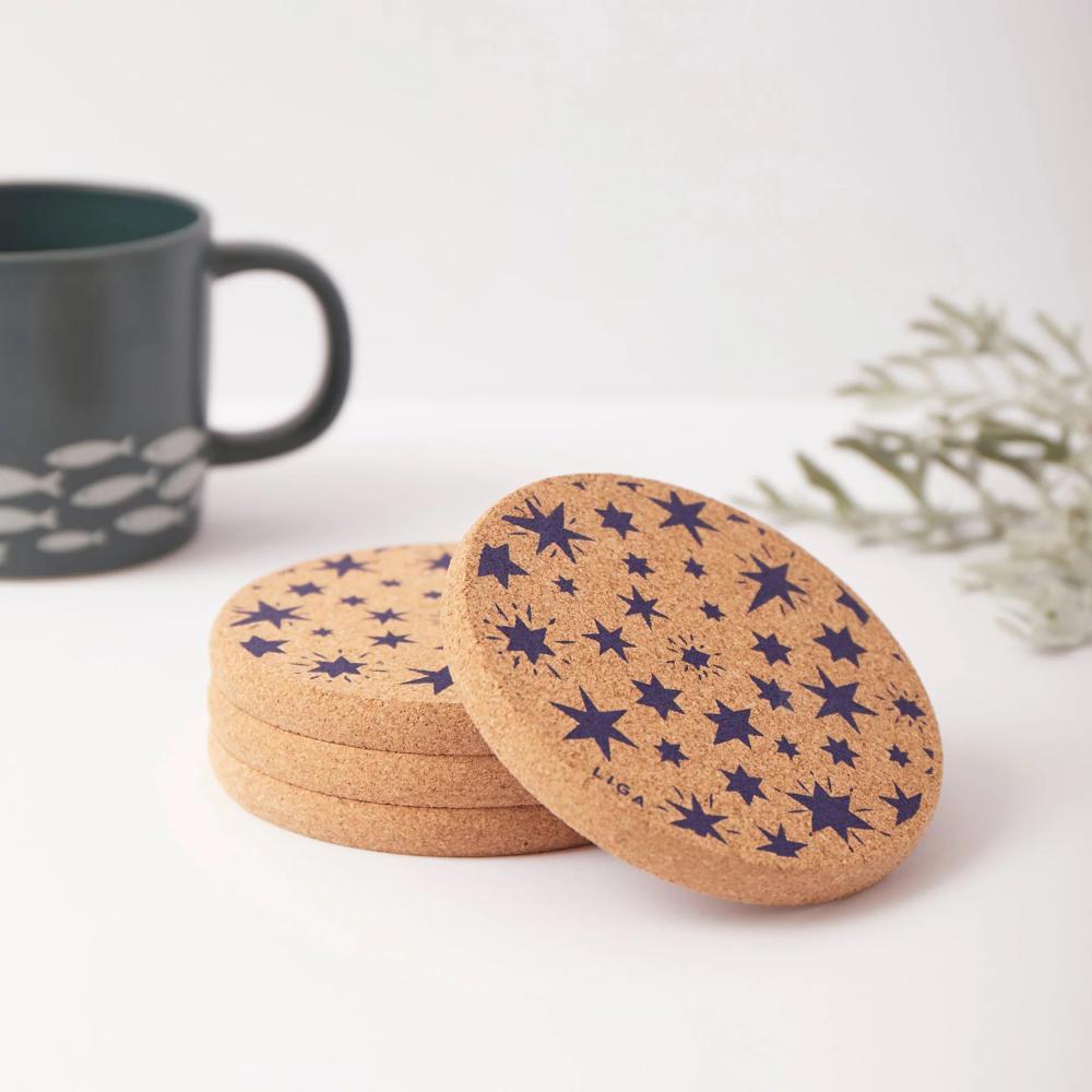 Liga Stars Navy Cork Coasters Set of 4